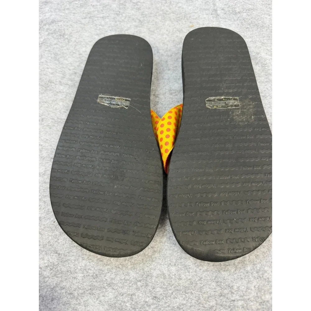 Yellow Box Fromy Yellow & Orange Polka Dot Flip Flops Women's Size 9 - Picture 3 of 4